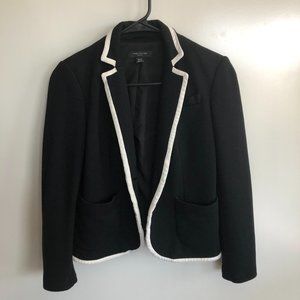 Ann Taylor Blazer Jacket - Black with White Trim Xsmall